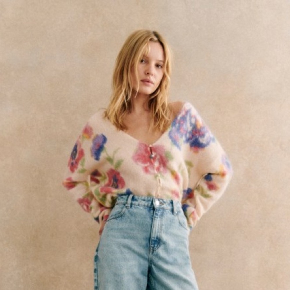 Sezane Teresa Cardigan - Monday (floral pattern), size L
